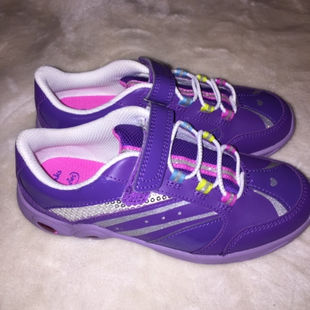 Clarks Purple Glitter Lightup Sneakers